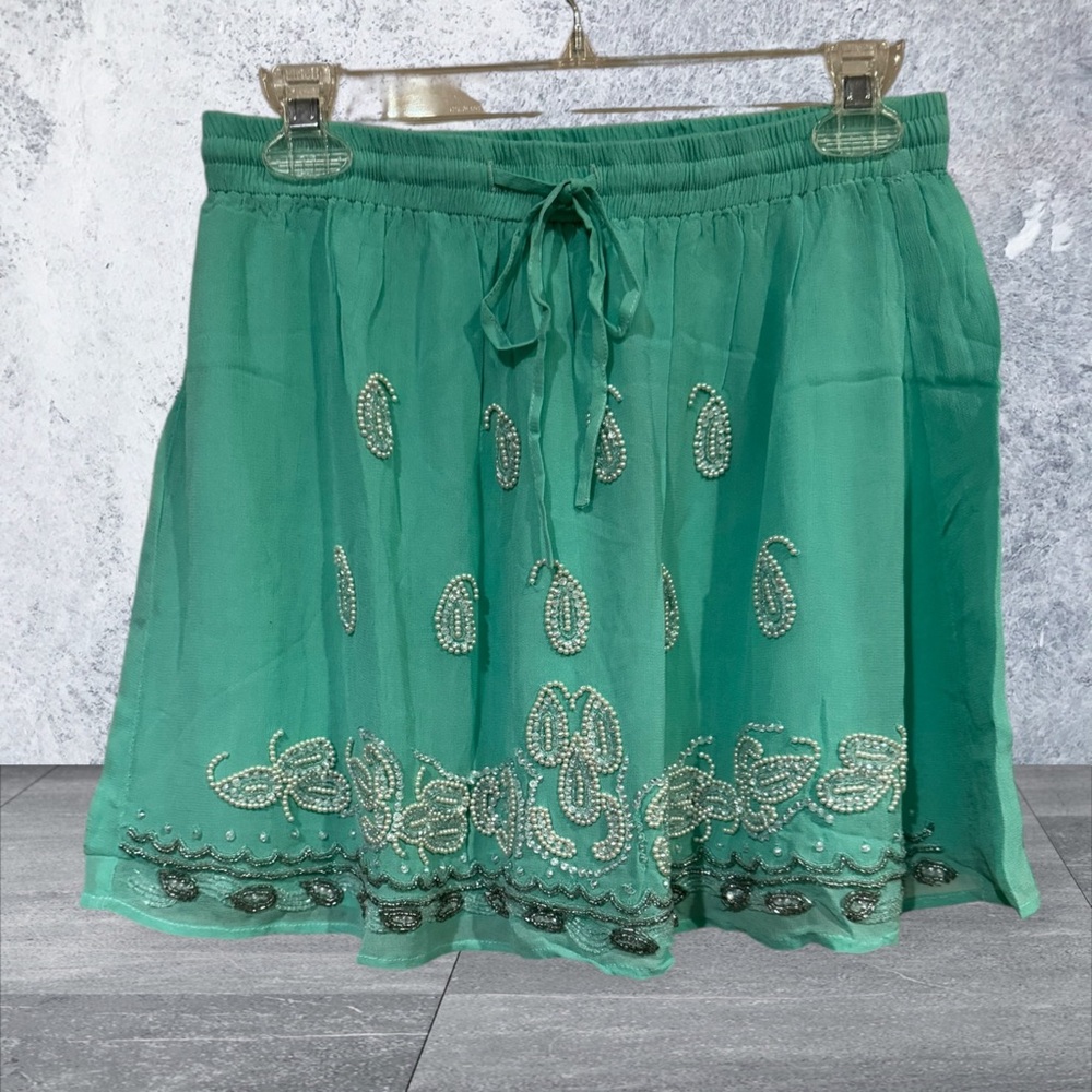 RAGA Green Mini Skirt Tie Front Casual